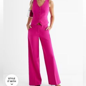 Express Editor Mid Rise relaxed Trouser size 12, Hot Pink